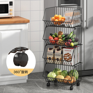 Wire <b>Basket</b> <b>Storage</b> Rack 2 Tier Removable Rectangle Standing Type With Handle For Kitchen Food Container - Product Image 3