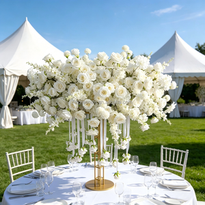 Hot Sale White Hanging Roses Artificial Large <b>Table</b> Flower Centerpieces for <b>Wedding</b> - Product Image 6