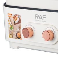 Olla Eléctrica Doble RAF R.5420 de 6L con Dos Compartimentos de 3L, 1000W de Potencia, Controles Independientes, Divisor de Sabores, Tapa de Vidrio, Cocina de Mesa