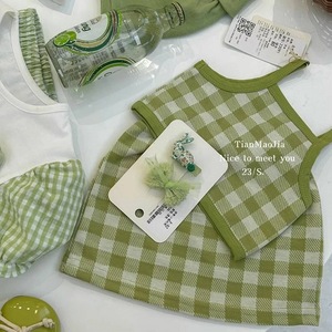 TianMaoJia Girls Plaid Suspender Set Cotton Vest Skirt Two Piece Summer Outfit 23/S - Product Image 1