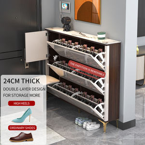 Meuble à chaussures moderne en bois ultra-fin avec étagères basculantes, facile à assembler, pour l'entrée de la maison, rangement et organisation - Product Image 5