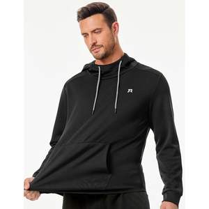 Sudadera con capucha deportiva personalizada para hombre, sudadera deportiva sólida con ajuste muscular y bolsillos Kanga con cremallera y Jersey con cordón, talla XS - Product Image 5