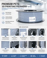 Filament PETG 1,75 mm haute résistance translucide pour imprimante 3D, bobine de plastique pour impression 3D FDM, couleur personnalisée OEM gris, directement de l'usine