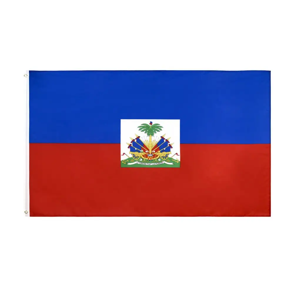 Jetzt versenden Günstiger Preis Flying Country Flag Polyester Material Haitianische Flagge 3x5 FT 90 X150CM Haitianisches Banner