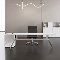 Bureau et chaise de direction ergonomiques en bois avec cadre en acier inoxydable, mobilier de bureau moderne de luxe pour PDG