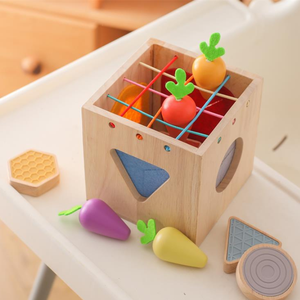 Montessori Multifunction Box Busy Board Educational Toy with Shape <b>Matching</b> Wood Carrots-Gameverse Brand for Age 3+ - Product Image 2