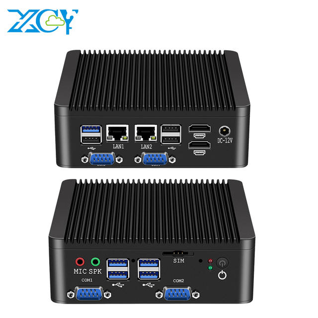 XCY Fanless Mini PC J4125 J6412 N4000 DDR4 M.2 SSD RS232 RS485 2x LAN GPIO MPCIE 4G LTE 8x USB LVDS Industrial Computer
