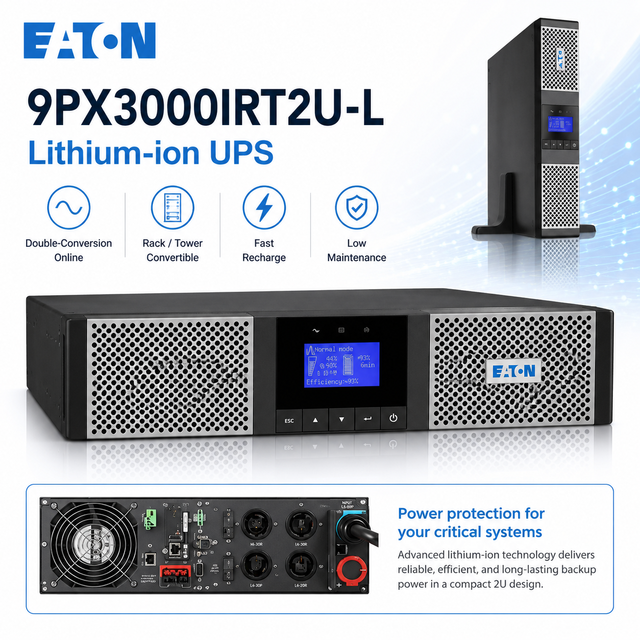 9PX Online UPS for Computer/Networking Lithium Battery Single Phase Unbalanced Loads Protection Model 9PX3000IRT2U-L