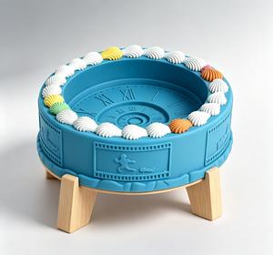 Tazón Antideslizante para Mascotas, de Silicona de Grado Alimenticio, Diseño de Pastel, para Comida y Agua de Perros y Gatos, Fácil de Limpiar - Product Image 1