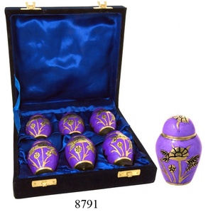 Small Funeral Memorial Urns for Ashes Grecian Pewter Brass <b>Keepsake</b> Cremation Urn With Velvet <b>Box</b> - Product Image 5