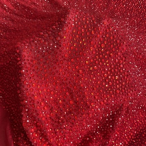 <span class=keywords><strong>Rhinestone</strong></span> váy dệt Màu Đỏ đầy sao pha lê vải lưới đàn hồi cho buổi tối bên mặc - Product Image 1