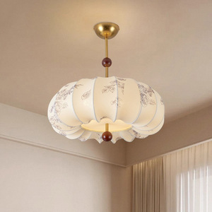 Lustre LED en fer forgé antique français, style esthétique Dynastie Song, lampe de bureau en tissu chaleureux, lampe de restaurant rétro Nanyang - Product Image 1