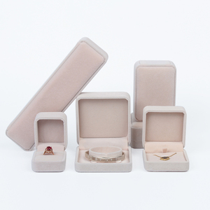 High End Product Customized Jewellery Pink Gold Paper Gift Big Logo Necklace Small Rectangle Miniature velvet Jewelry Box