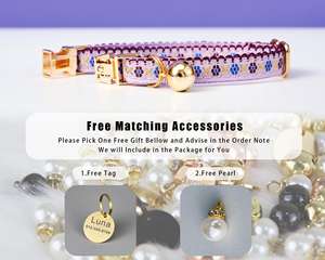 Juego de correa de collar de gato personalizado Tribal de correas, hebilla de Metal con nombre de gatito grabado personalizado, campana de oro gratis, regalo de mascota femenina - Product Image 6