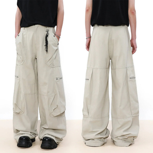 Pantalon cargo YUCE personnalisé pour homme avec fermeture éclair, en sergé 100 % coton tissé, multi-poches, non extensible - Product Image 3