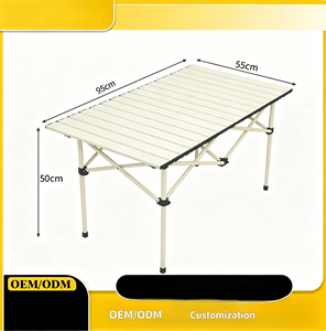 Outdoor Adjustable Folding Table 95x55x50 Cm With Storage For Camping Picnic Portable Height Adjustable Rectangular - Product Image 2