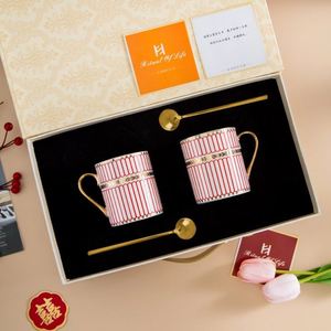 European Style Straight Body Full Gold Handle Mug Light Luxury <b>Large</b> Capacity Couple Cups Advanced <b>Gift</b> <b>Box</b> Office Water Cup - Product Image 4