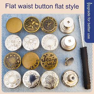 Nút quần jean không đinh có thể tháo rời quần có thể điều chỉnh để thay đổi kích thước vòng eo phẳng Phụ Kiện Nút Thắt lưng - Product Image 2