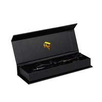 Boîte cadeau rigide noire de luxe personnalisée en forme de livre avec logo en feuille d'or, fermeture magnétique, doublure en éponge, emballage haut de gamme