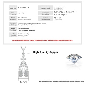 High Quality Jewelry 14k Gold Filled Copper Micro Insert Zircon Ladies Women Religious Hand Redemption <b>Cross</b> Necklace - Product Image 2