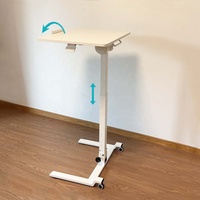 Bureau d'ordinateur portable multifonction sur roulettes, entièrement pliable, plateau inclinable, base basse, poste de travail assis-debout pour la maison et le bureau