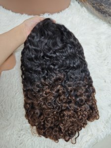 $45 Promotion Letsfly Full 13x4 Lace Frontal Colored Burmese Curly <b>Wigs</b> 14 <b>16</b> <b>Inches</b> 100% Human Hair <b>Wigs</b> Brown, Highlight Color - Product Image 1