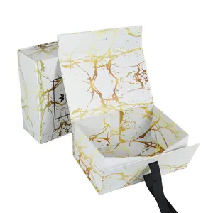 Caixas de papel para roupas personalizadas, caixa de presente dobrável com logotipo de fita de arco e laço, extensões de fita ecológica para peruca de cabelo humano