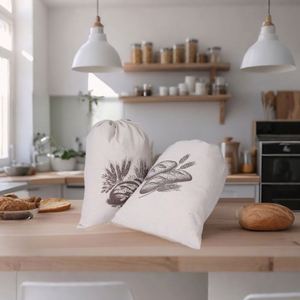 Sac à pain en coton et lin avec cordon de serrage, doublure en TPU de qualité alimentaire, recyclable, réutilisable, écologique, avec logo personnalisé - Product Image 2