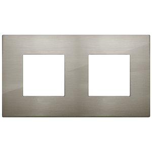 <b>Plate</b> 4M (2+2) Int71 CL Brushed Steel 16.8x9.7x1.7 Wall <b>Switch</b> Cover - Product Image 1
