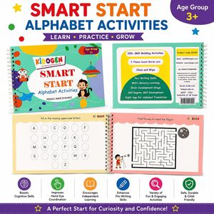 Libro de Actividades del Alfabeto KIDOPEN Smart Start para Niños de 3+ Años, Aprendizaje Temprano Interactivo con Pegatinas Divertidas y Páginas de Cartón - Product Image 1