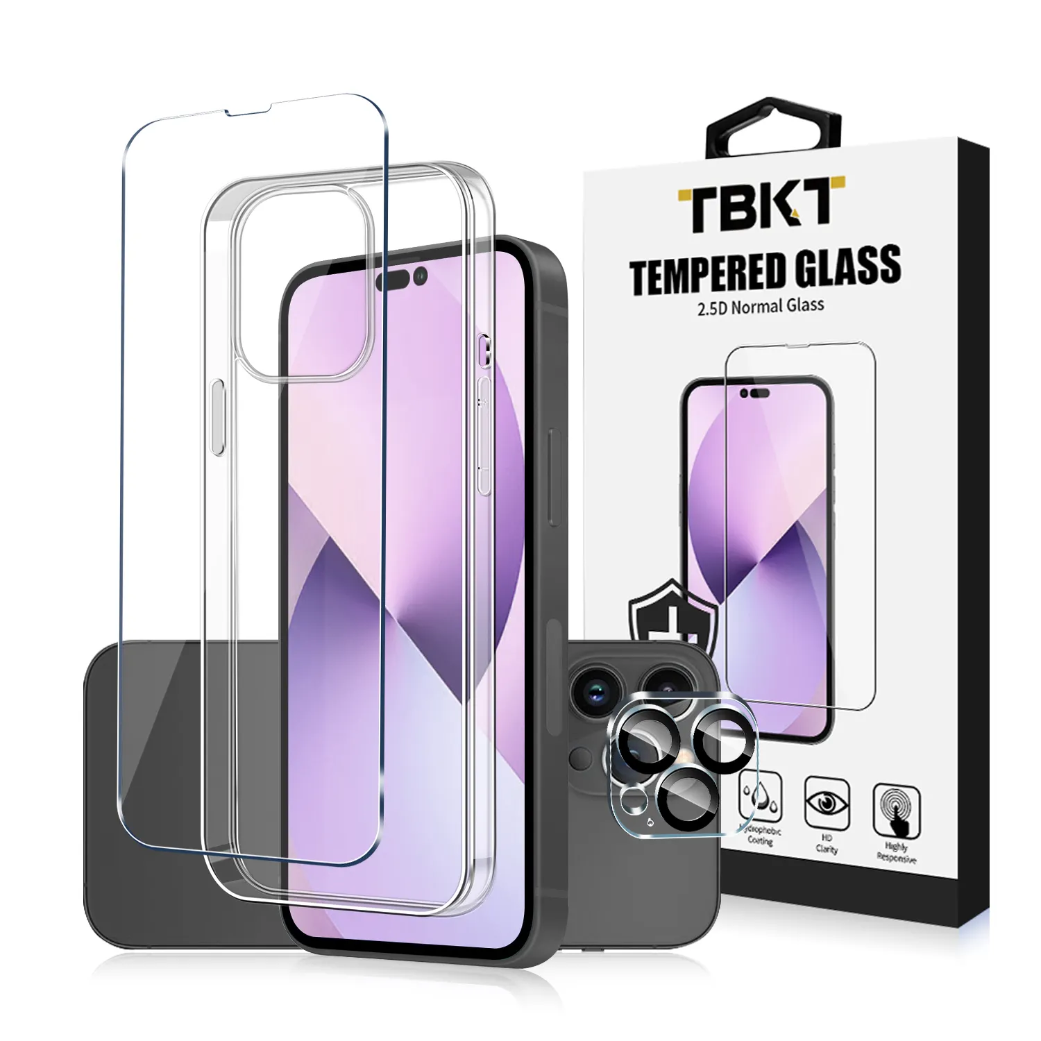360 Degree Phone Full Protection Set Screen Protector For iPhone 14 13 12 pro max Camera Lens Protector with TPU PC Case
