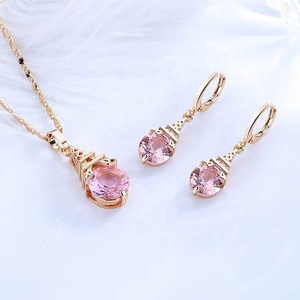 Suministro de Fábrica: Conjuntos de Collares y Pendientes de Torre Eiffel con Circonita Cúbica Rosa, Verde y Blanca para Boda y Compromiso - Product Image 2