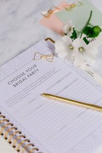 2024 Custom Printing Undated Bridal Planning Diary Marble Gold Spiral Binding Leather Cover A5 <b>Wedding</b> Guest <b>Book</b> Planner - Product Image 4