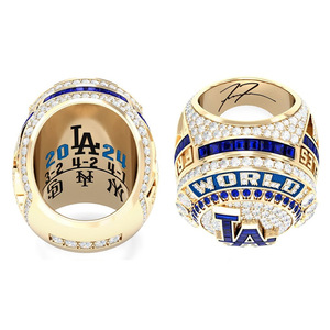 뜨거운 판매 하이 퀄리티 화려한 돌 남자 반지 24K 금 도금 LA 2024-2025 야구 챔피언 반지 - Product Image 4