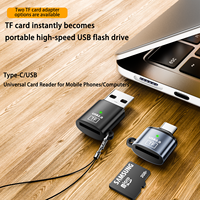 Lector de Tarjetas de Alta Velocidad OTG 2026, Adaptador TF 2 en 1 Tipo-C/USB, Mini para Teléfono/Tableta/PC
