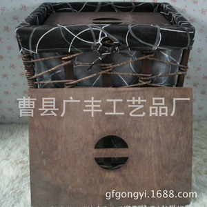 Rectangle <b>Wicker</b> <b>Laundry</b> <b>Basket</b> Brown Oxford Cloth Storage Organizer Standing Type Clothes Holder - Product Image 2