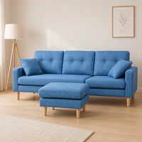 Modernes Ecksofa-Set mit Ottoman, 3-Sitzer, Holzrahmen, Stoffbezug, Modulares Design, Konvertierbar, Langlebig
