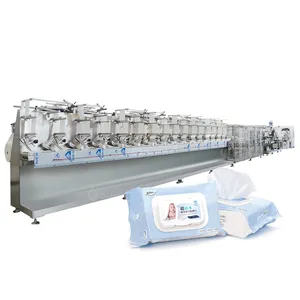 Machine de fabrication de lingettes humides entièrement automatique à 16 voies et rouleaux jumeaux Machine de production de serviettes humides