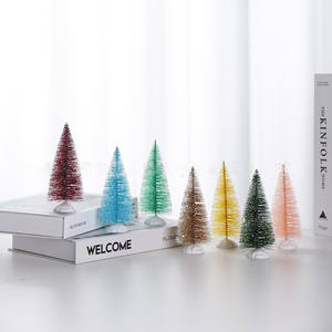 Piccolo albero di natale fai da te albero di pino Mini spazzola per bottiglia di Sisal albero di natale Santa Snow Frost Village House - Product Image 4