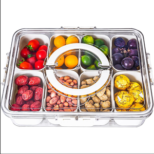 Kapaklı ve saplı bölünmüş servis tepsisi şeker meyve fındık aperatifler için plastik aperatif kutusu konteyner şeffaf organizatör - Product Image 3