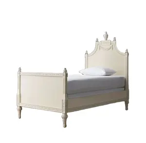French bedroom fashion high-end retro real wood carved children's single bed custom furniture