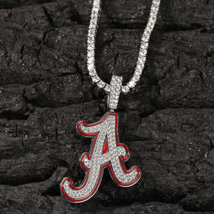 ฮิปฮอปน้ำมันสีแดงตัวอักษร A จี้แร็ปเปอร์เครื่องประดับพร้อมส่งสร้อยคอ Bluk - Product Image 4