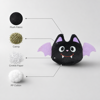 Jouet pour chaton en peluche douce et froissée, design fantôme sur le thème d'Halloween, personnalisé par le fabricant Famipet, avec herbe à chat