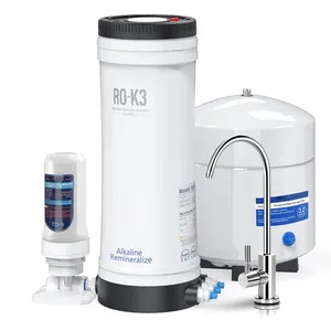 RO-K3A 100 GPD Alkline Reverse Osmosis Under Sink Water Filtration System with Tank 1:1 Pure to Drain