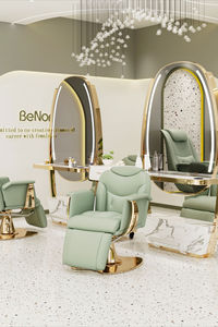 Poste de Coiffure pour <span class=keywords><strong>Salon</strong></span> de Coiffure Barbier Mobilier de Coiffeur avec Miroirs Élégants Nouveau Poste de Travail - Product Image 3