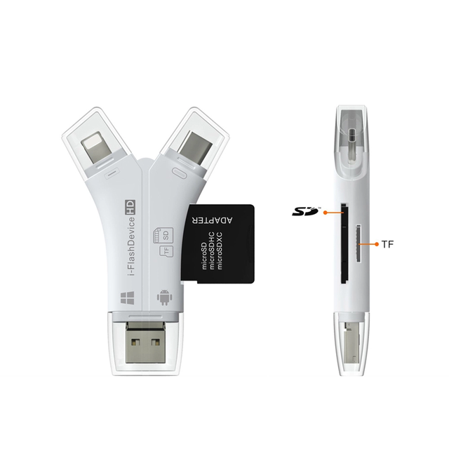 4 In1 Micro USB Type C OTG TF Card Reader for iPhone Android Type c