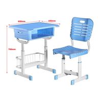Ensemble de bureau et chaise ergonomiques réglables pour étudiants avec cadre métallique robuste pour salle de classe adulte