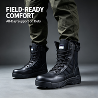 Bottes tactiques de sécurité montantes en cuir PU pour hommes, idéales pour l'hiver, les activités extérieures et les gardes de sécurité, personnalisables OEM/ODM, certifiées ISO CE