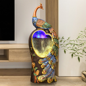 Fuente de Agua Decorativa con Diseño de Pavo Real Estilo Chino, con Retroiluminación, Decoración de Piso para Interiores, Regalo para el Hogar - Product Image 5