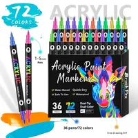 Vente directe d'usine de marqueurs d'art en plastique à double tête et deux couleurs pour la peinture des enfants